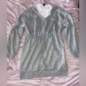 Cold Shoulder Drawstring Sweatshirt Dress